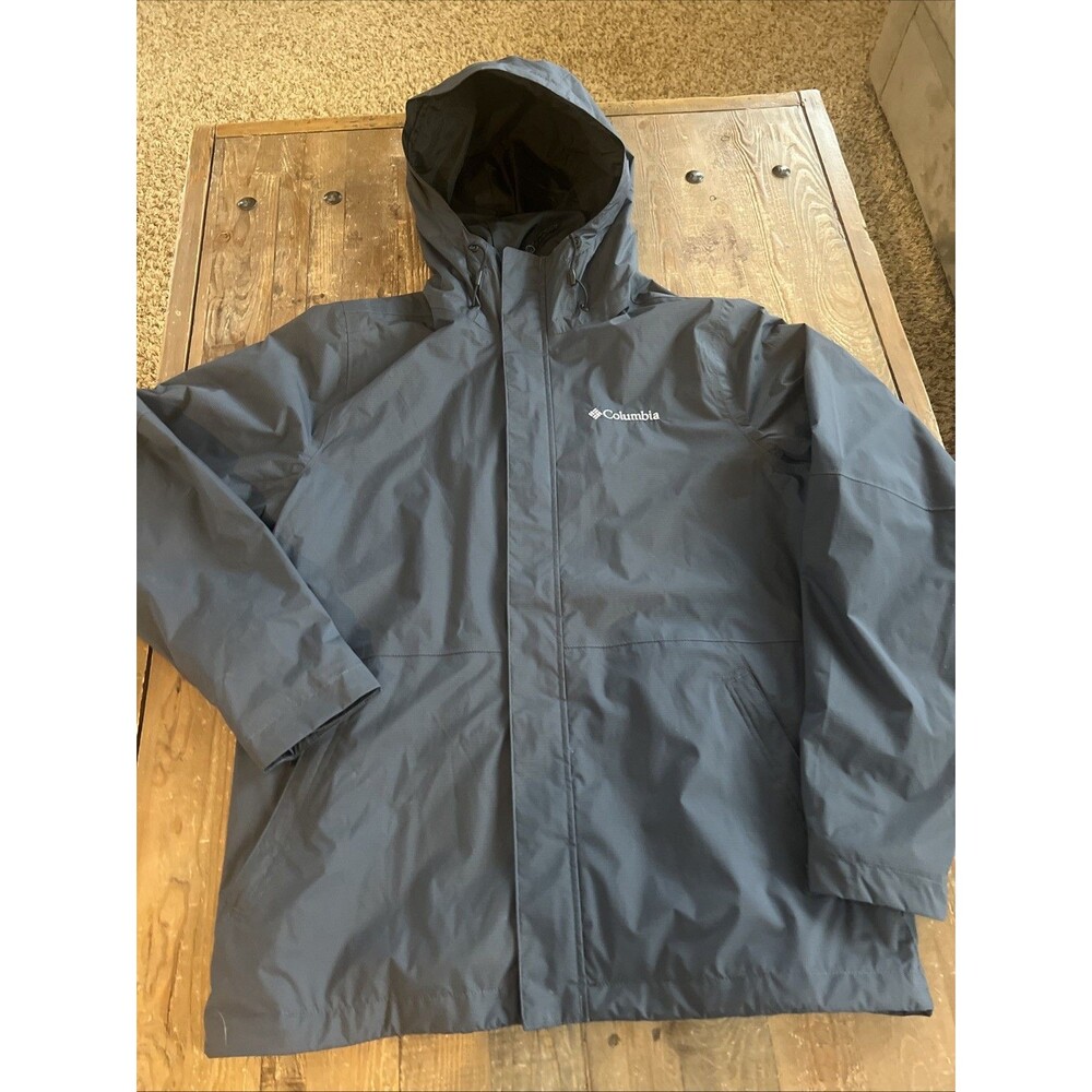 Columbia Men’s Hooded Lightweight Jacket Size Medium M Dark Gray EUC